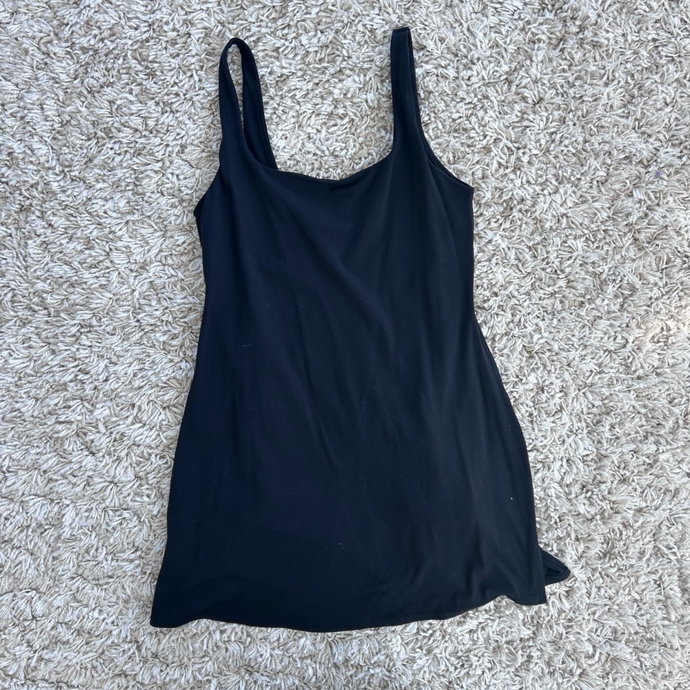 aerie Black Scoop Athletic Neck Tank Dress with shorts